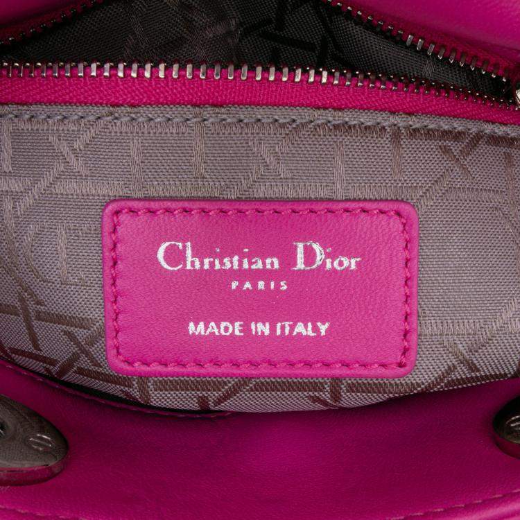 Pre Owned Dior Pink Mini Lambskin Cannage Lady Dior