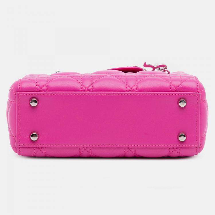 Pre Owned Dior Pink Mini Lambskin Cannage Lady Dior