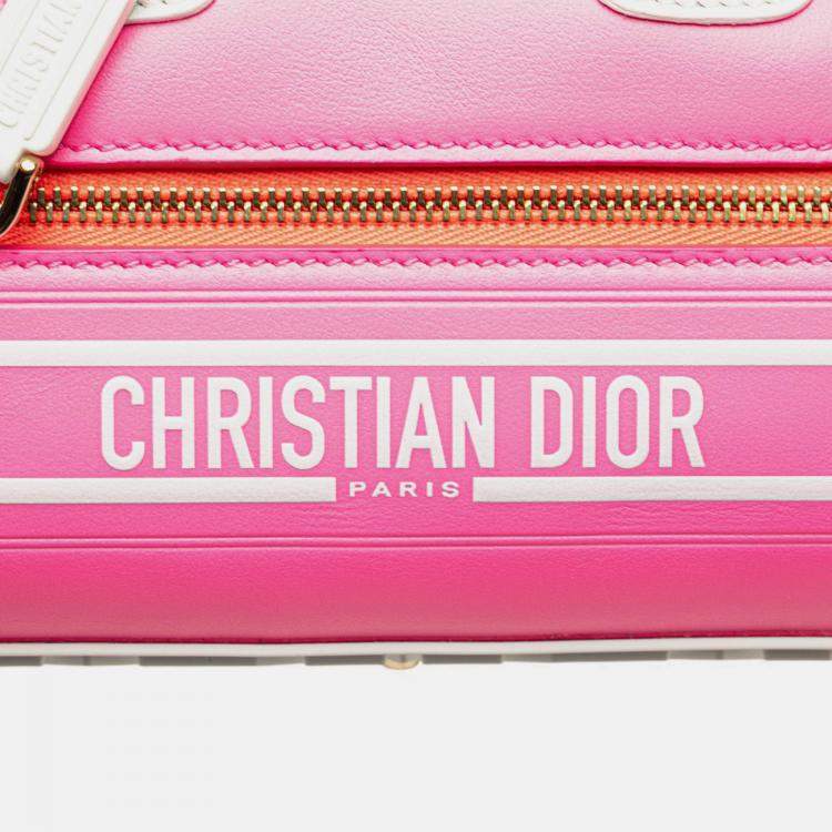 Pre Owned Dior Pink Micro Leather Dior Vibe Zip Bowling Bag
