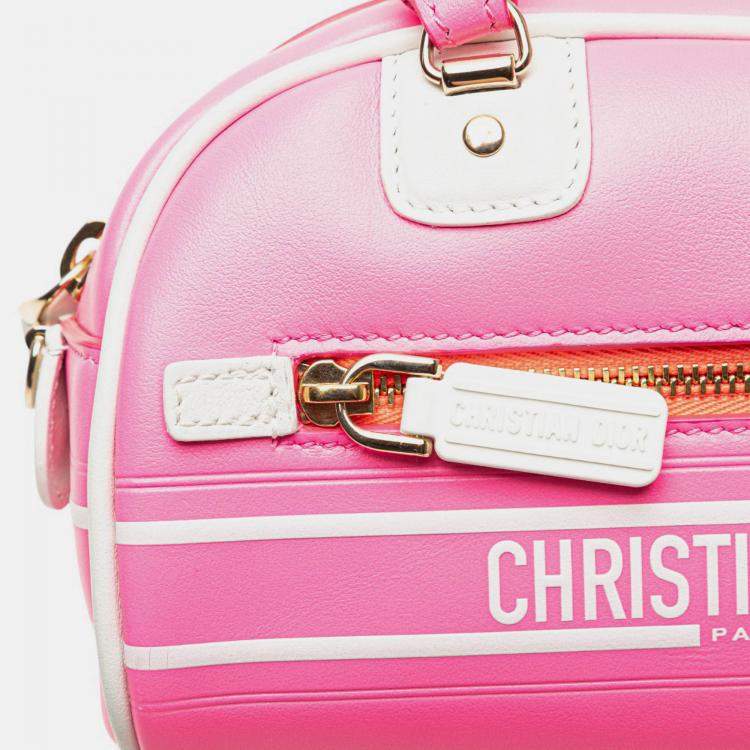Pre Owned Dior Pink Micro Leather Dior Vibe Zip Bowling Bag