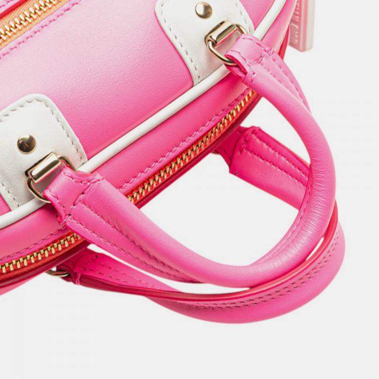 Pre Owned Dior Pink Micro Leather Dior Vibe Zip Bowling Bag