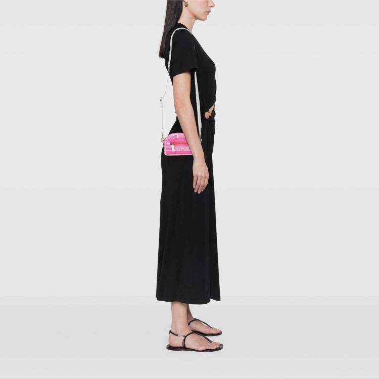 Pre Owned Dior Pink Micro Leather Dior Vibe Zip Bowling Bag
