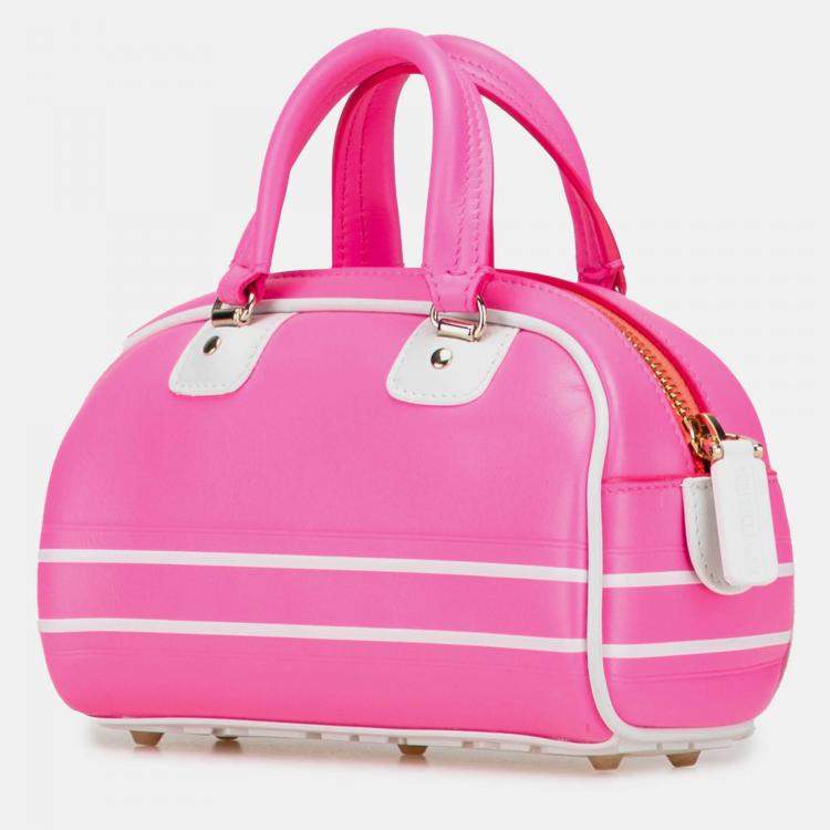 Pre Owned Dior Pink Micro Leather Dior Vibe Zip Bowling Bag
