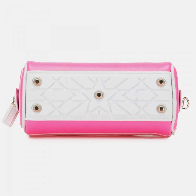 Pre Owned Dior Pink Micro Leather Dior Vibe Zip Bowling Bag