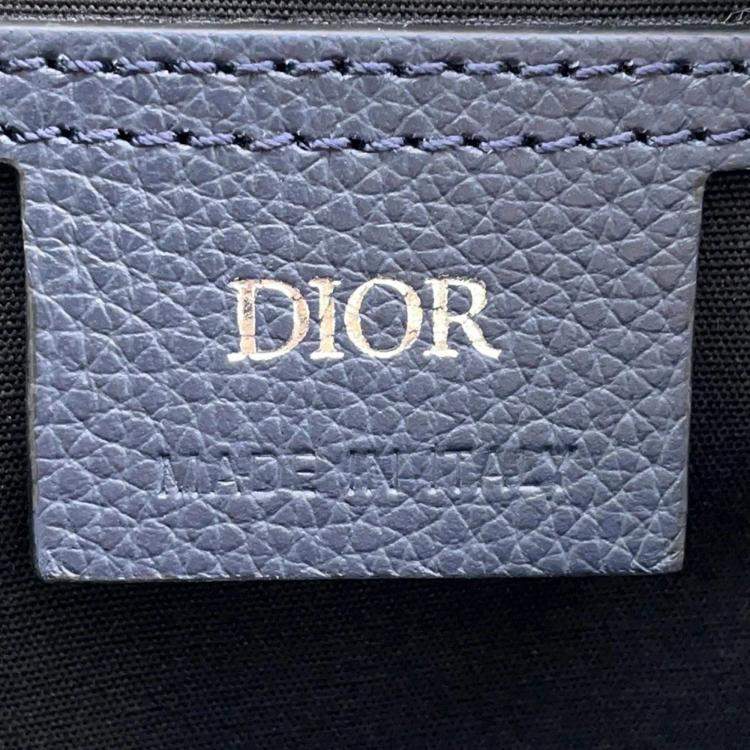 Pre Owned Christian Dior Shawn Stussy Collaboration 2020 Navy Blue Leather Crossbody Bag