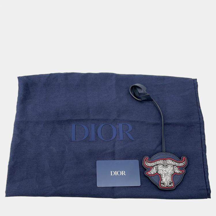 Pre Owned Christian Dior Shawn Stussy Collaboration 2020 Navy Blue Leather Crossbody Bag