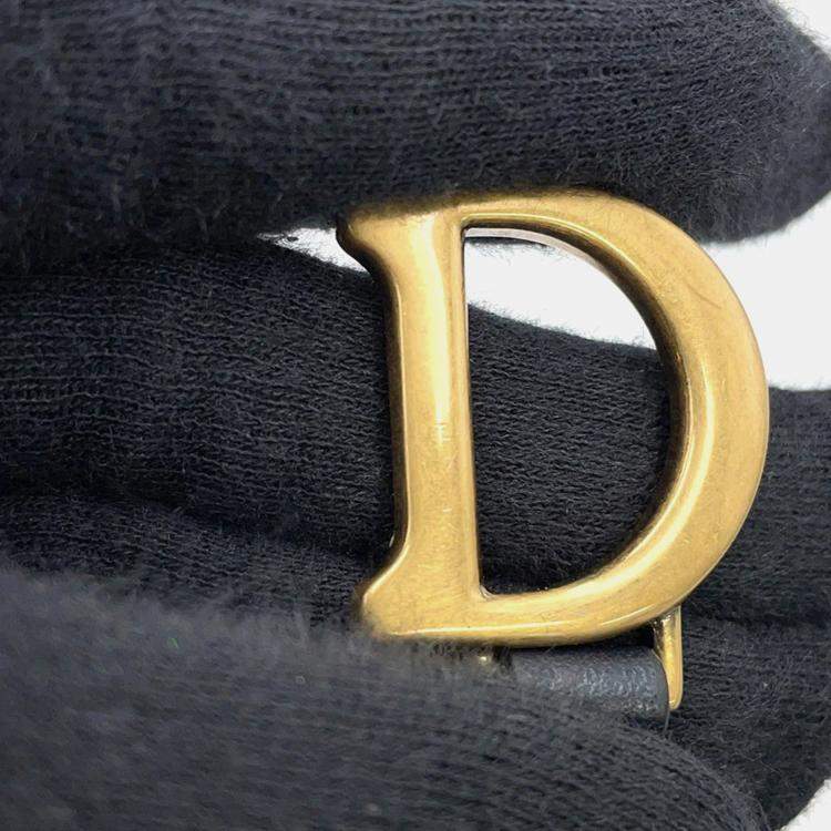 Pre Owned Christian Dior Saddle Navy Canvas Chain Pouch Bag