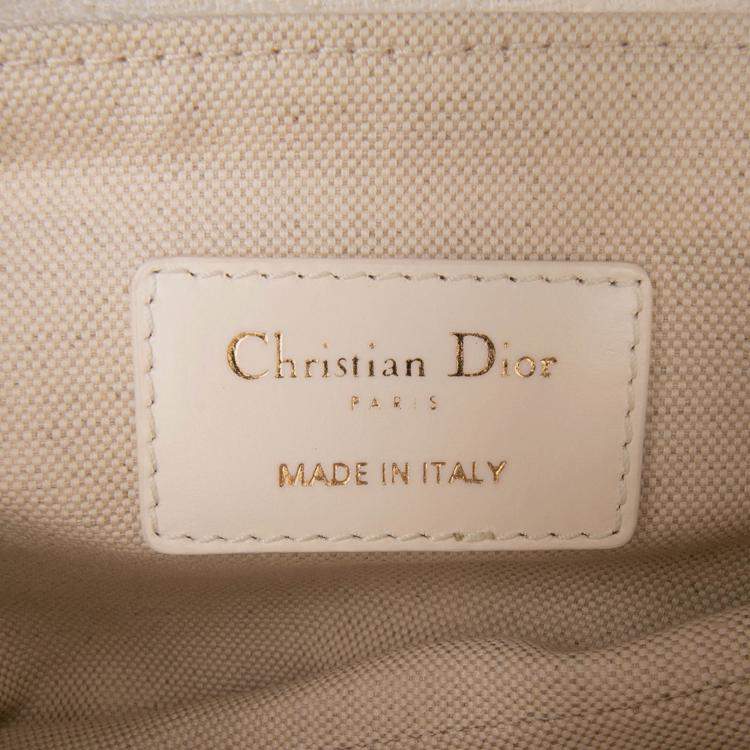 Pre Owned Dior White Mini Oblique Canvas Saddle Bag