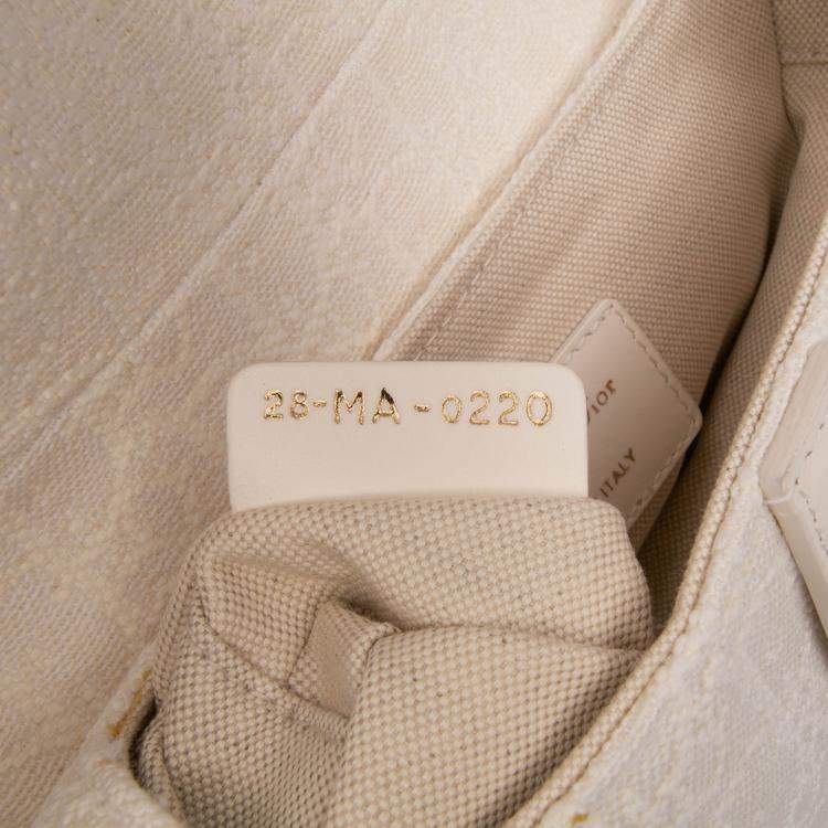 Pre Owned Dior White Mini Oblique Canvas Saddle Bag