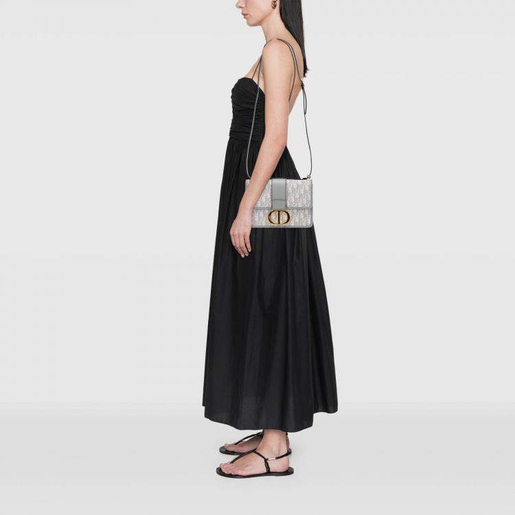 Pre Owned Dior Grey Medium Oblique Canvas 30 Montaigne Bag