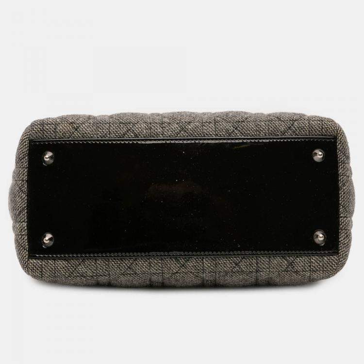Pre Owned Dior Grey Medium Tweed Cannage Lady Dior