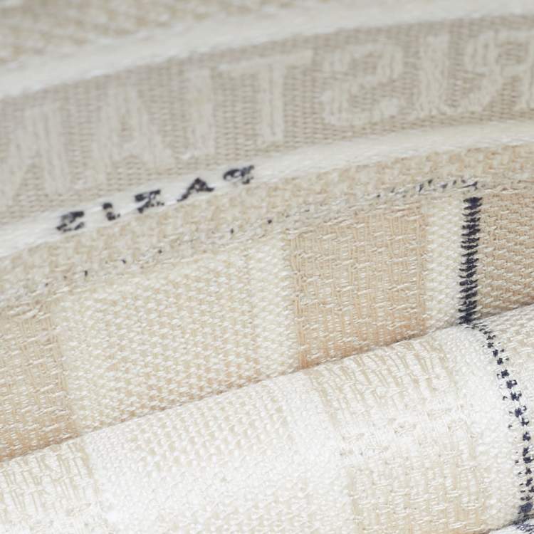 Pre Owned Dior Beige Stripes Embroidered Canvas Mini Book Tote