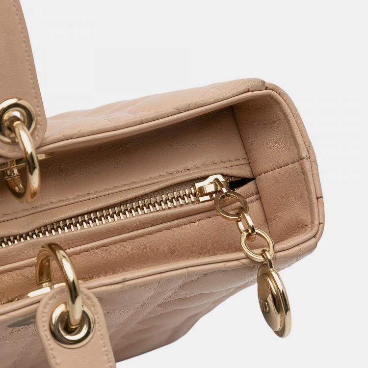 Pre Owned Dior Brown Large Lambskin Cannage Lady Dior