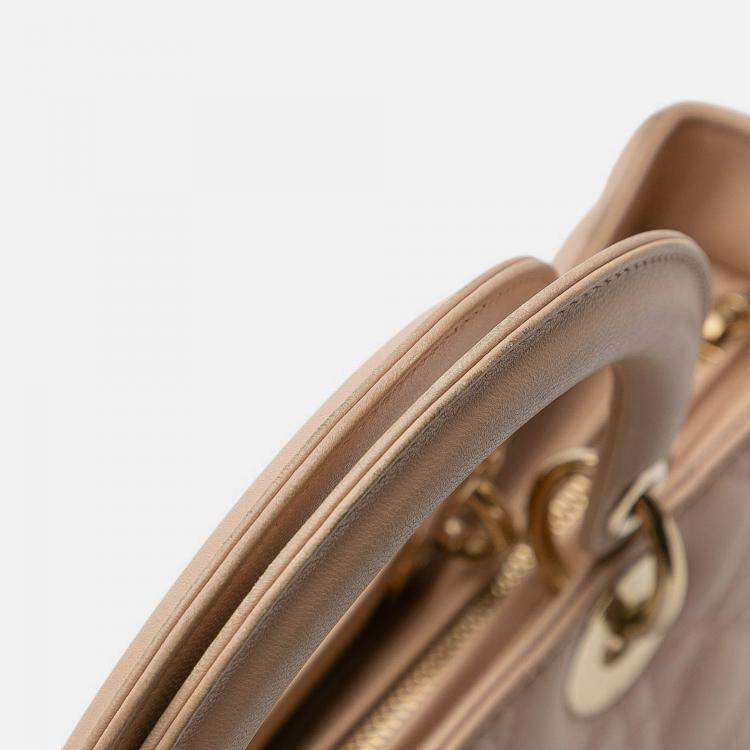 Pre Owned Dior Brown Large Lambskin Cannage Lady Dior