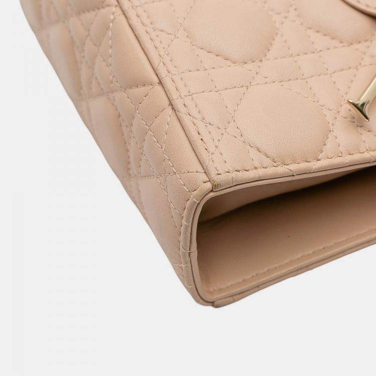 Pre Owned Dior Brown Large Lambskin Cannage Lady Dior