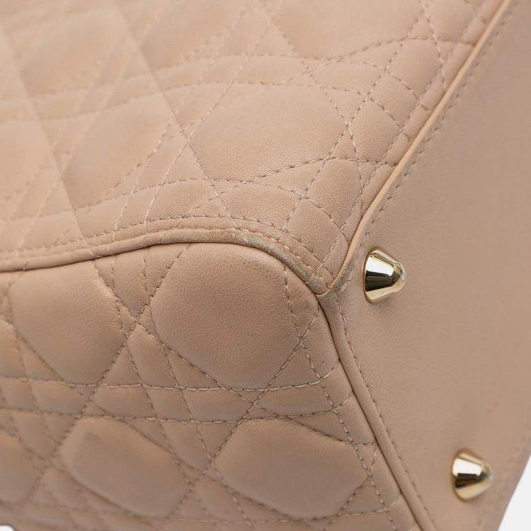 Pre Owned Dior Brown Large Lambskin Cannage Lady Dior