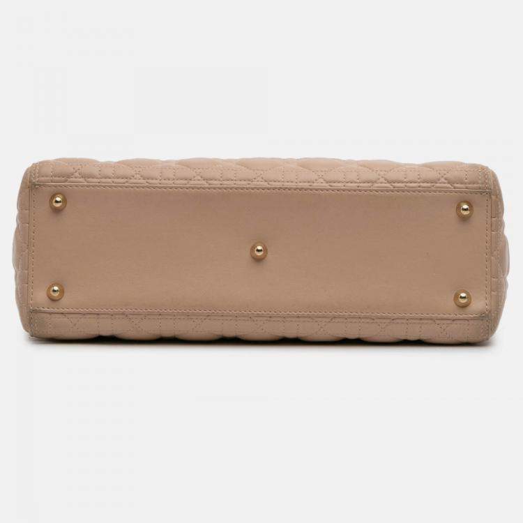 Pre Owned Dior Brown Large Lambskin Cannage Lady Dior