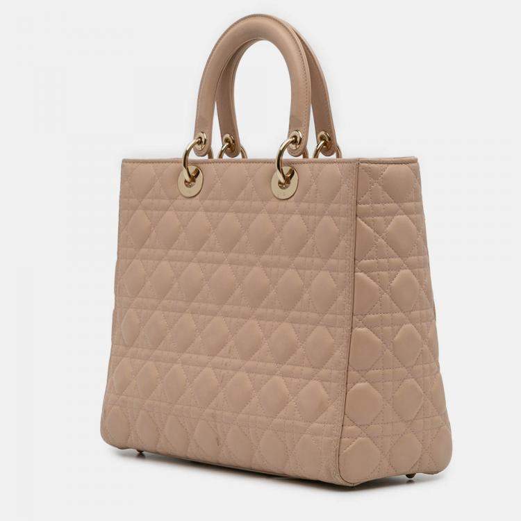 Pre Owned Dior Brown Large Lambskin Cannage Lady Dior