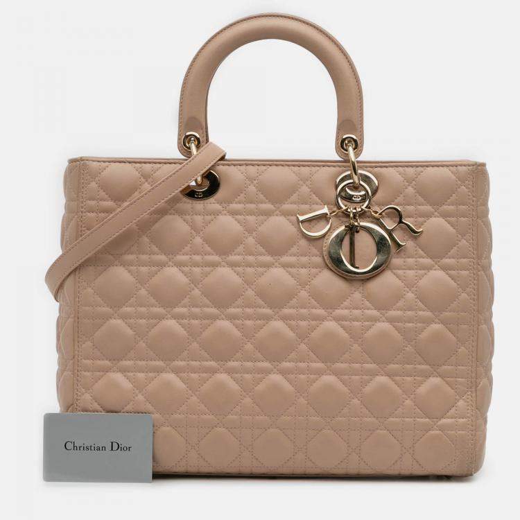 Pre Owned Dior Brown Large Lambskin Cannage Lady Dior