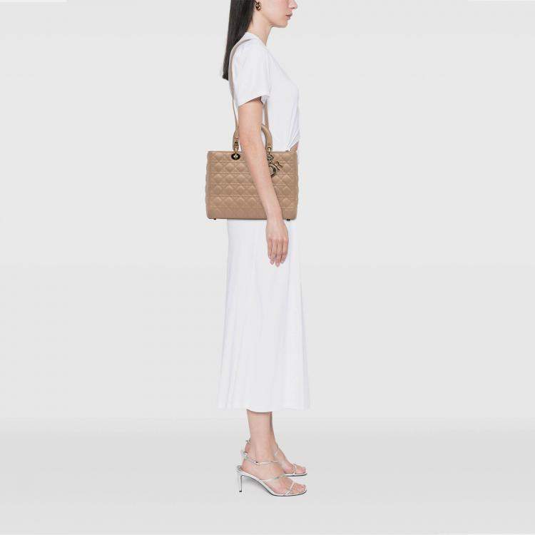 Pre Owned Dior Brown Large Lambskin Cannage Lady Dior