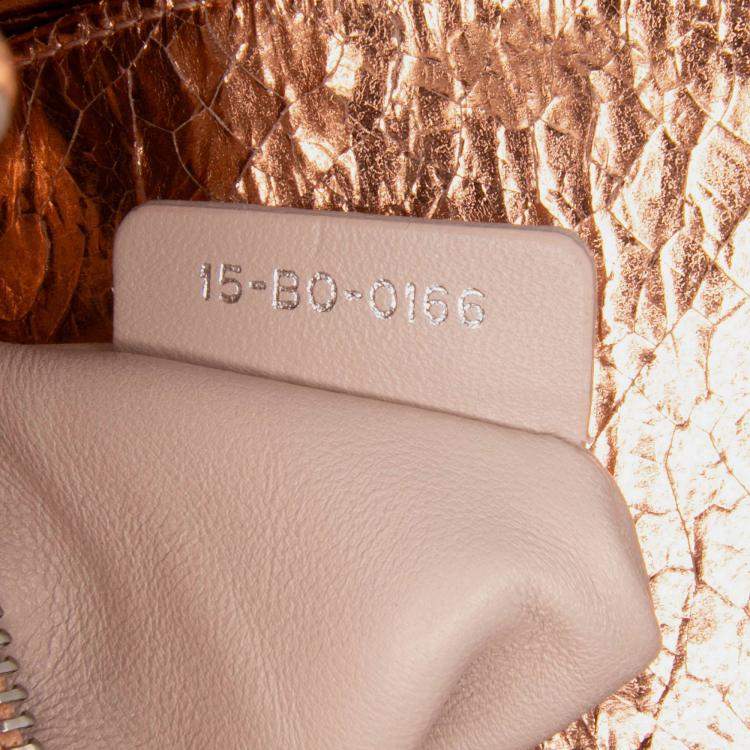 Pre Owned Dior Brown Mini Metallic Crinkled Calfskin Cannage Lady Dior