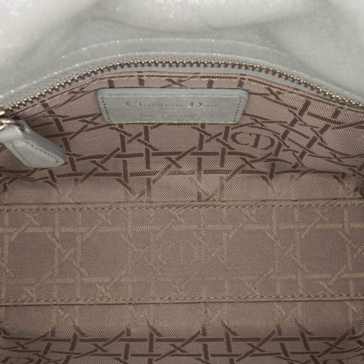 Pre Owned Dior Blue Mini Iridescent Lambskin Cannage Lady Dior