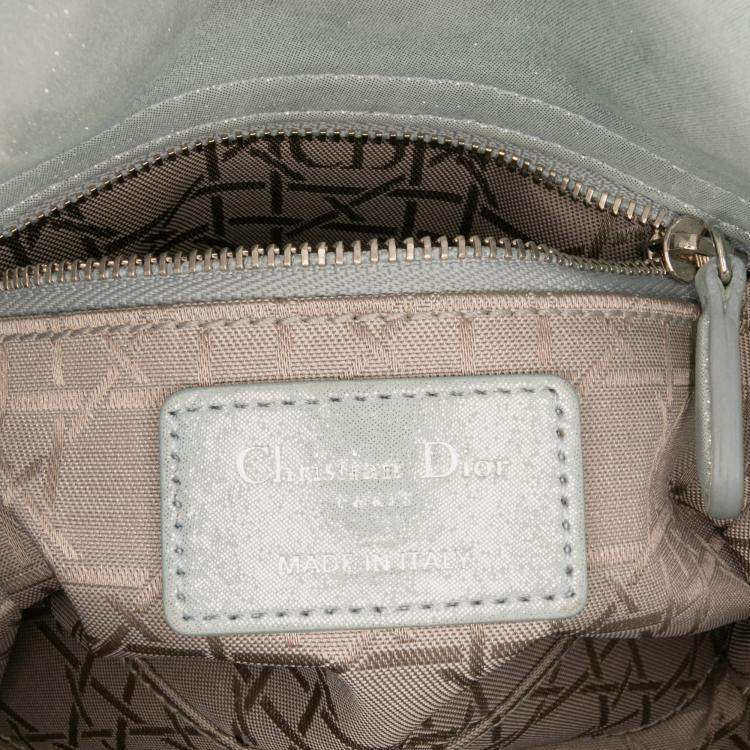 Pre Owned Dior Blue Mini Iridescent Lambskin Cannage Lady Dior