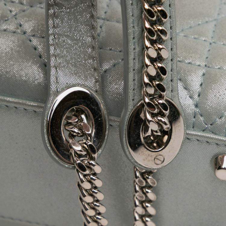 Pre Owned Dior Blue Mini Iridescent Lambskin Cannage Lady Dior
