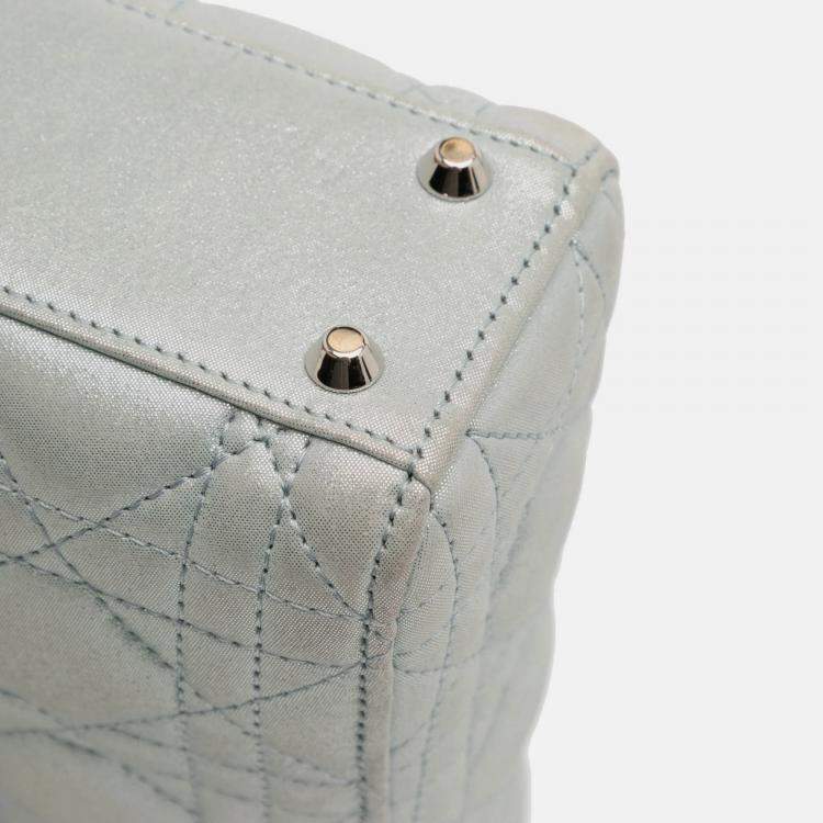 Pre Owned Dior Blue Mini Iridescent Lambskin Cannage Lady Dior
