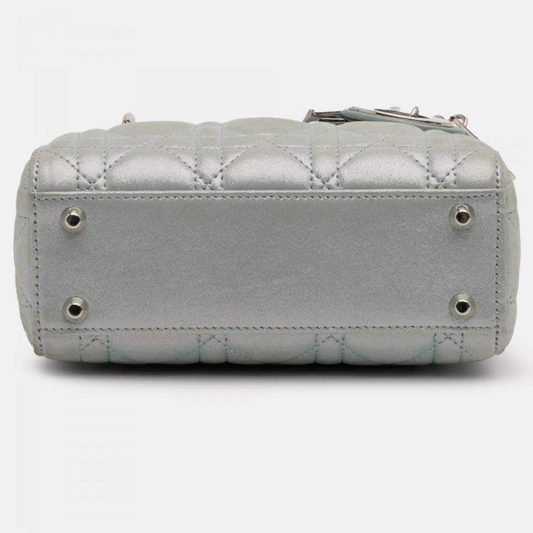 Pre Owned Dior Blue Mini Iridescent Lambskin Cannage Lady Dior