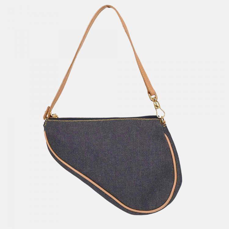 Pre Owned Christian Dior Navy Denim Saddle Handbag