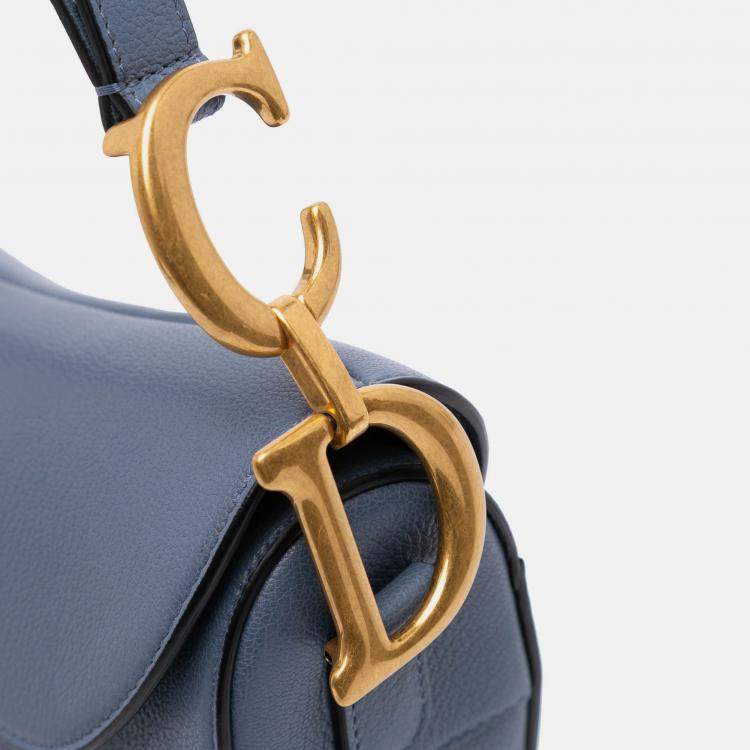 Pre Owned Dior Blue Goatskin Saddle Bag