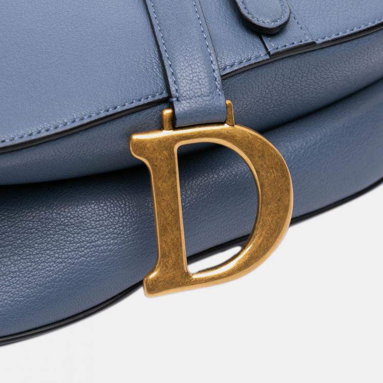 Pre Owned Dior Blue Goatskin Saddle Bag