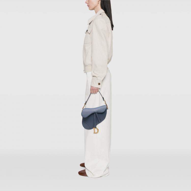 Pre Owned Dior Blue Goatskin Saddle Bag