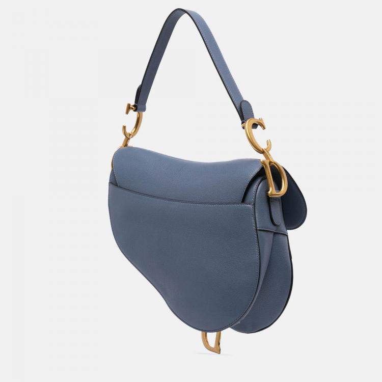 Pre Owned Dior Blue Goatskin Saddle Bag