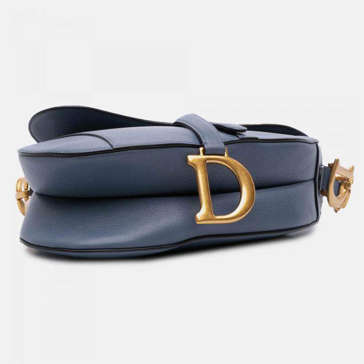 Pre Owned Dior Blue Goatskin Saddle Bag