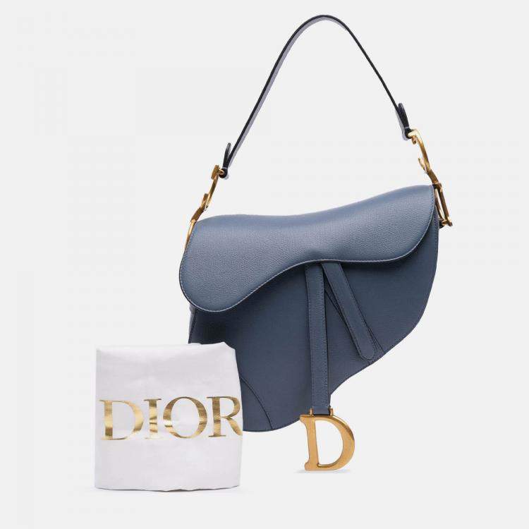 Pre Owned Dior Blue Goatskin Saddle Bag