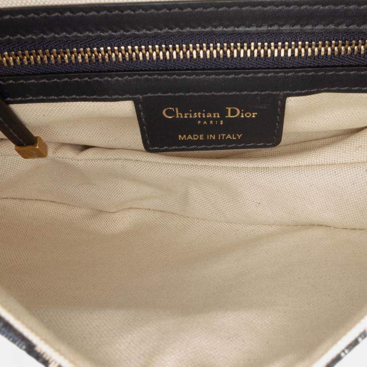 Pre Owned Dior Blue Oblique Canvas Saddle Bag