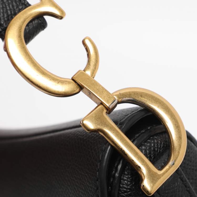 Pre Owned Dior Black Leather Mini Saddle Bag