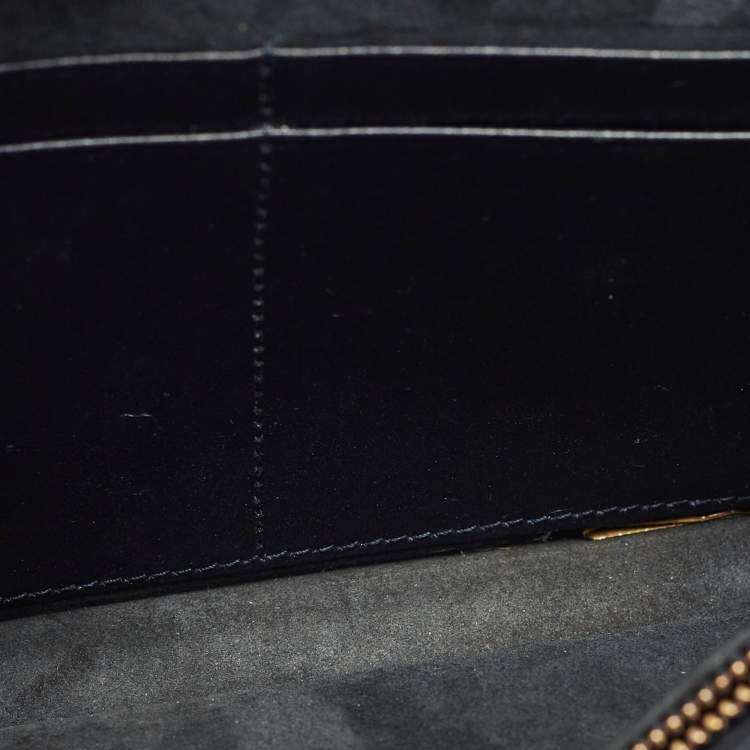 Pre Owned Dior Blue Cannage Denim Studded Diorama Wallet on Chain
