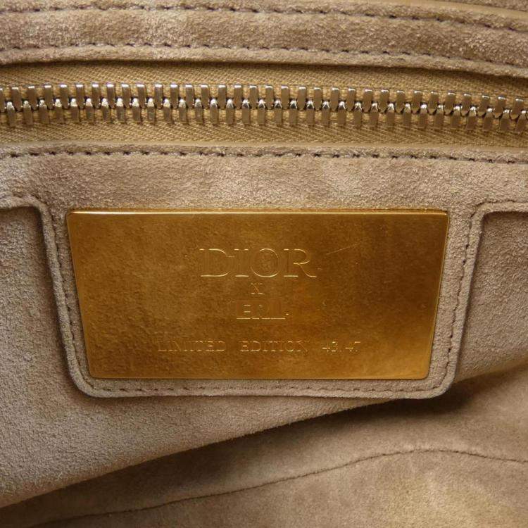 Pre Owned Christian Dior Beige Shearling Saddle Handbag