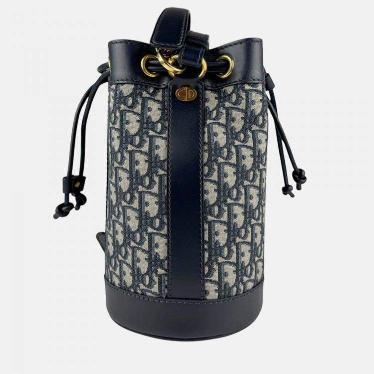 Pre Owned Christian Dior Shoulder Bag Canvas Leather Navy