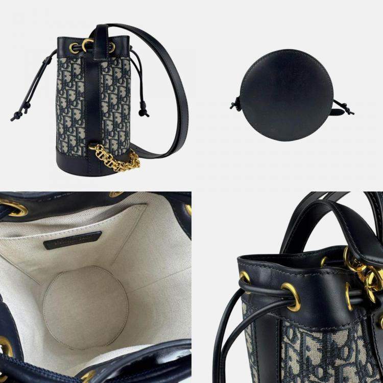 Pre Owned Christian Dior Shoulder Bag Canvas Leather Navy