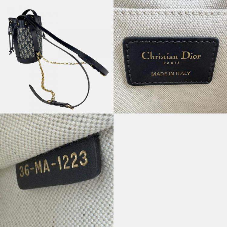 Pre Owned Christian Dior Shoulder Bag Canvas Leather Navy