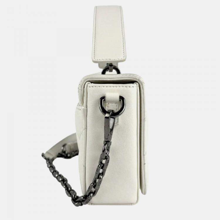 Pre Owned Christian Dior 30 Montaigne Shoulder Bag/Handbag White Leather