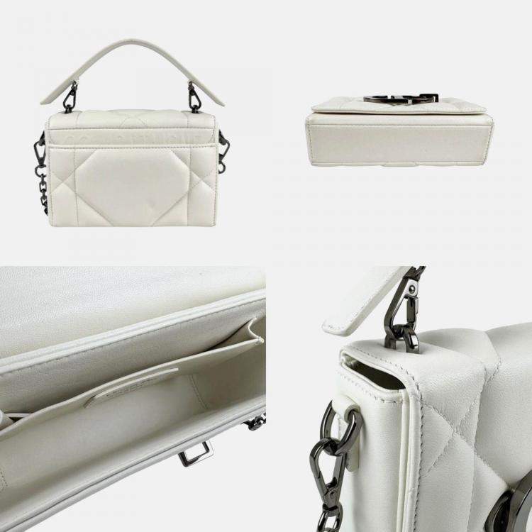 Pre Owned Christian Dior 30 Montaigne Shoulder Bag/Handbag White Leather