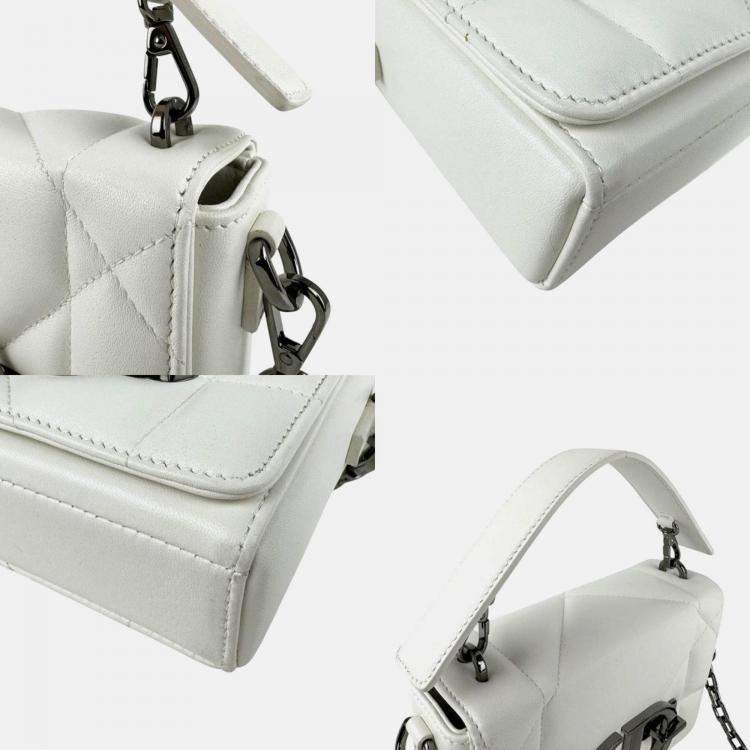 Pre Owned Christian Dior 30 Montaigne Shoulder Bag/Handbag White Leather