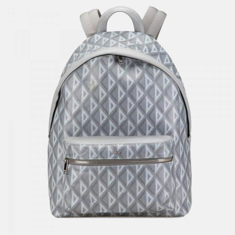 Pre Owned Christian Dior Dior Cd Diamond Hit The Road Backpack Gray Pvc Leather