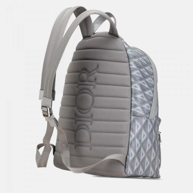 Pre Owned Christian Dior Dior Cd Diamond Hit The Road Backpack Gray Pvc Leather