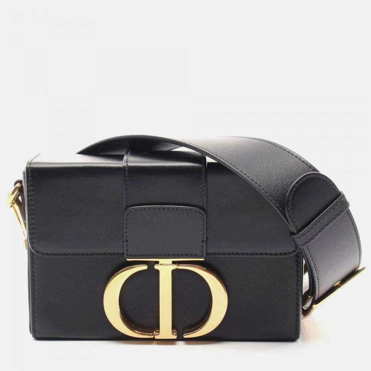 Pre Owned Christian Dior Dior 30 Montaigne Shoulder Bag Leather Black